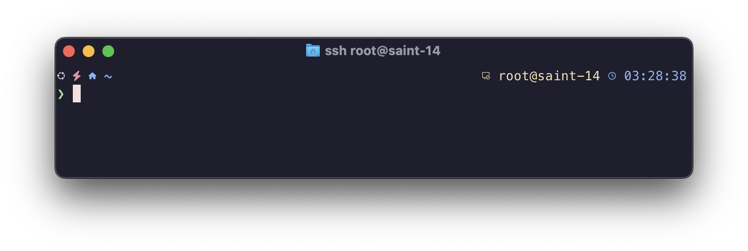 Ghostty with zsh and acecat theme, remote and root